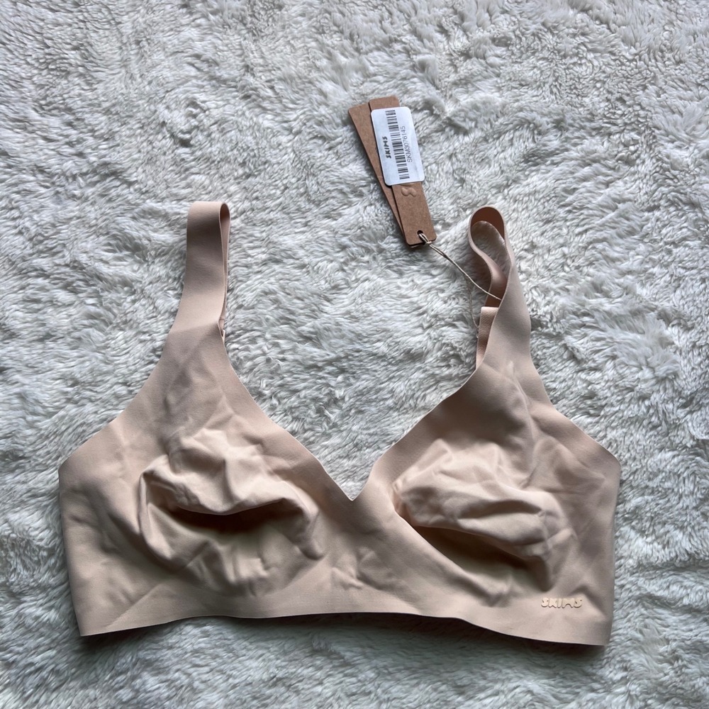 SKIMS Naked Plunge Bra Sand Beige Seamless Bralette Size XS BR-PLG-1885 NEW